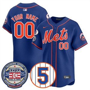 Custom New York Mets Number Retirement & Hall of Fame Gold Custom Jersey - All Stitched Royal