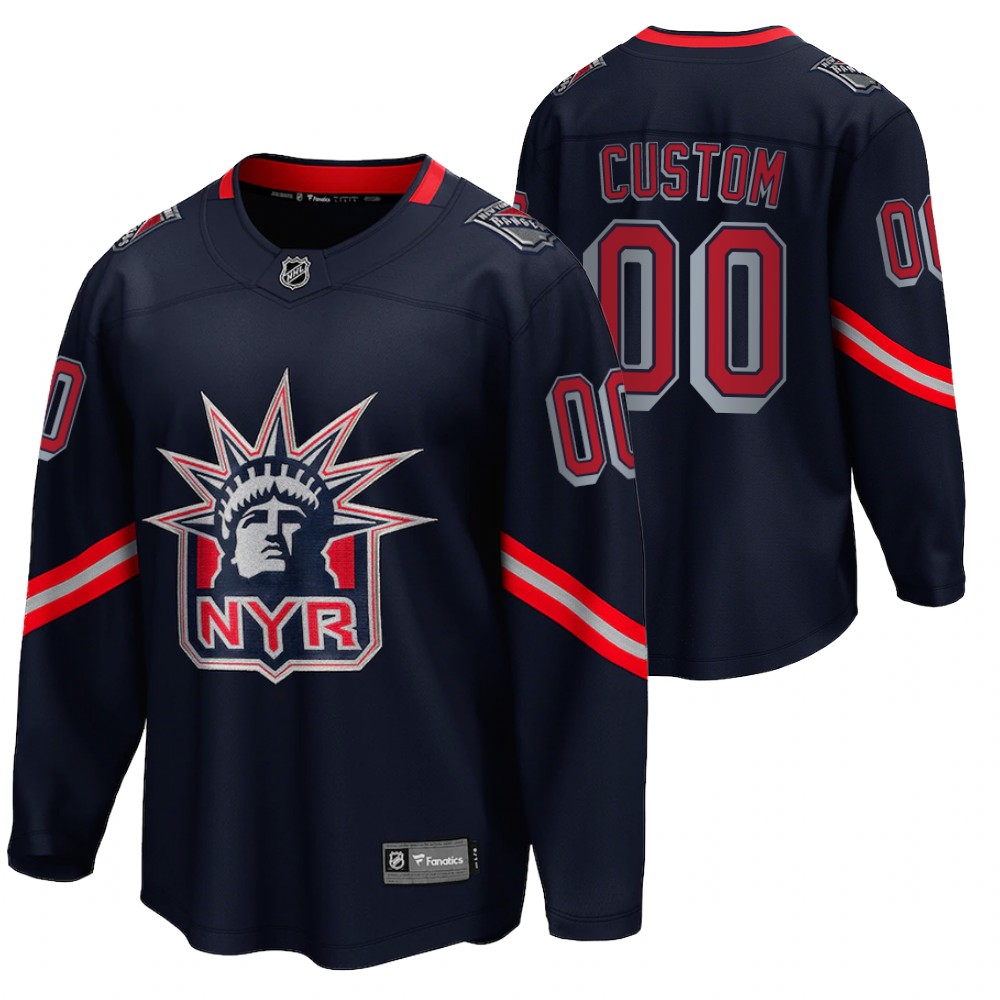 Custom New York Rangers 2021 Special Edition Navy Men Jersey Reverse Retro
