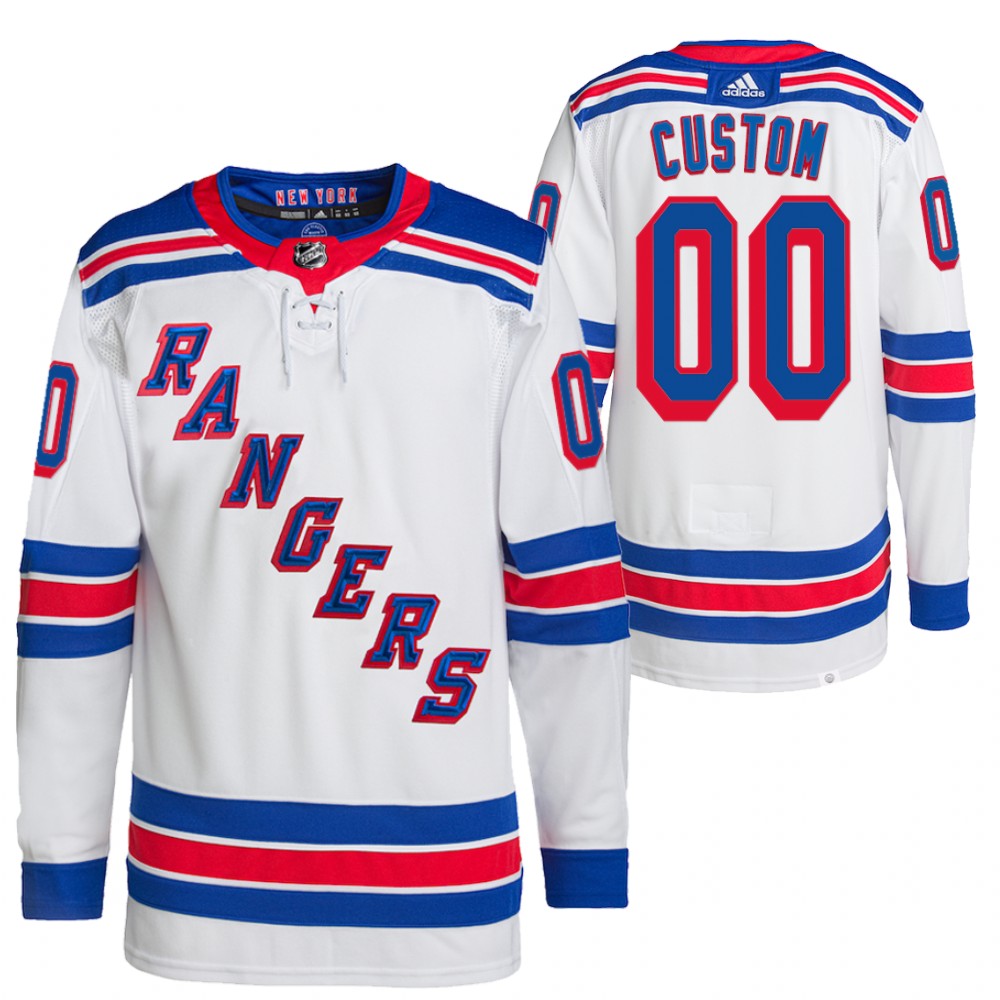 Custom New York Rangers White Away Primegreen Authentic Pro Jersey