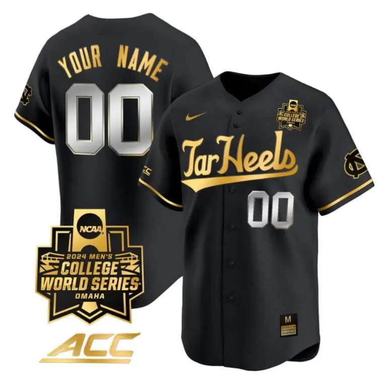 Custom North Carolina Tar Heels Jersey 2024 College World Series Vapor Premier Limited NCAA Baseball Stitched Black Gold
