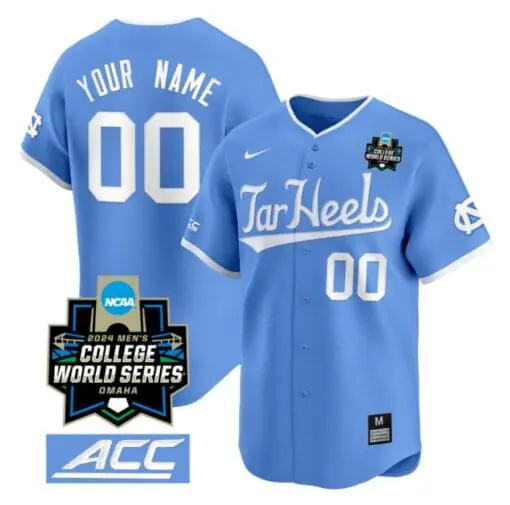 Custom North Carolina Tar Heels Jersey 2024 College World Series Vapor Premier Limited NCAA Baseball Stitched Blue
