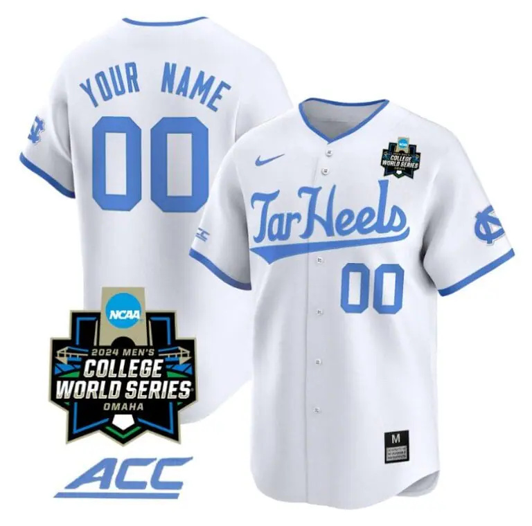 Custom North Carolina Tar Heels Jersey 2024 College World Series Vapor Premier Limited NCAA Baseball Stitched White