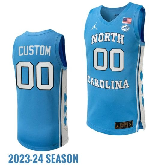 Custom North Carolina Tar Heels Jersey Name and Number Replica College Basketball 2023-24 Blue