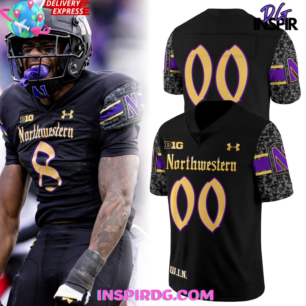 Custom Northwestern Wildcats Black Gothic Football Jersey