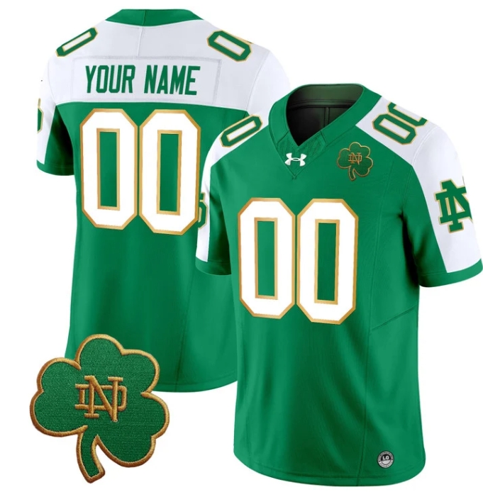 Custom Notre Dame Fighting Irish 2024 Vapor Limited Football  Jersey V3 - All Stitched  GREEN ALTERNATE