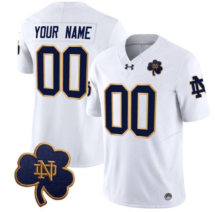 Custom Notre Dame Fighting Irish 2024 Vapor Limited Football  Jersey V3 - All Stitched  WHITE