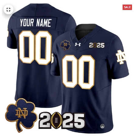 Custom Notre Dame Fighting Irish 2025 CFP Final Patch Vapor Limited Custom Jersey - All Stitched Navy