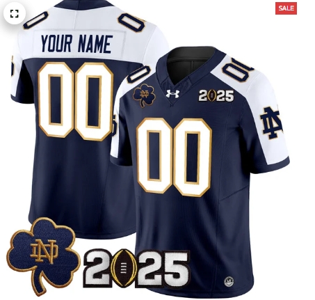Custom Notre Dame Fighting Irish 2025 CFP Final Patch Vapor Limited Custom Jersey - All Stitched Navy Alternate