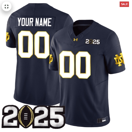 Custom Notre Dame Fighting Irish 2425 Jersey - CFP Final Patch - All Stitched navy