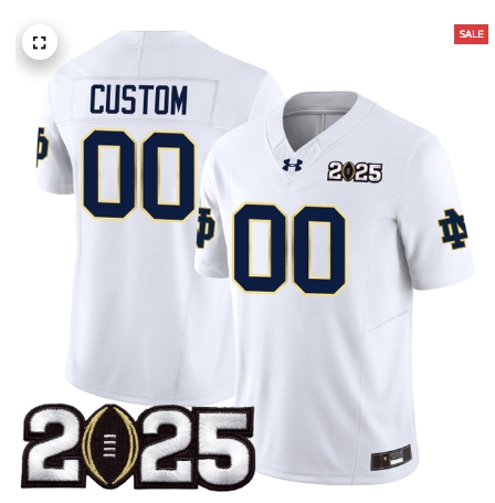 Custom Notre Dame Fighting Irish 2425 Jersey - CFP Final Patch - All Stitched white