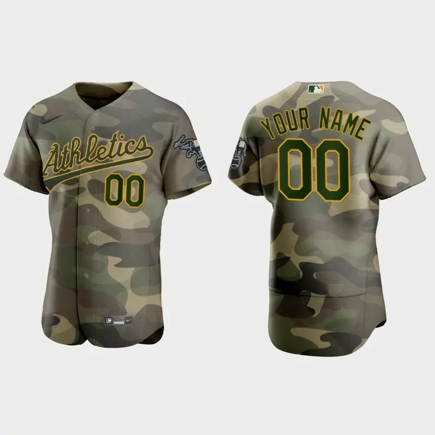 Custom Oakland Athletics 2021 National Armed Forces Day Authentic Jersey – Camo