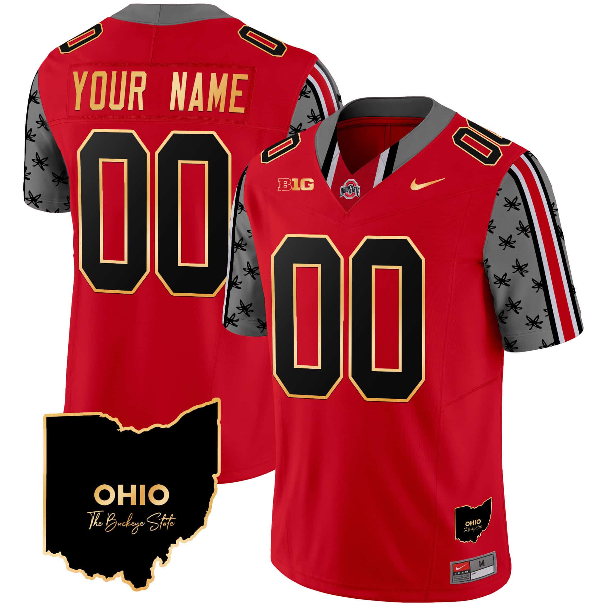 Custom Ohio State Buckeyes 2024 Home Patch Gold Trim Vapor Limited Football  Jersey – All Stitched Red