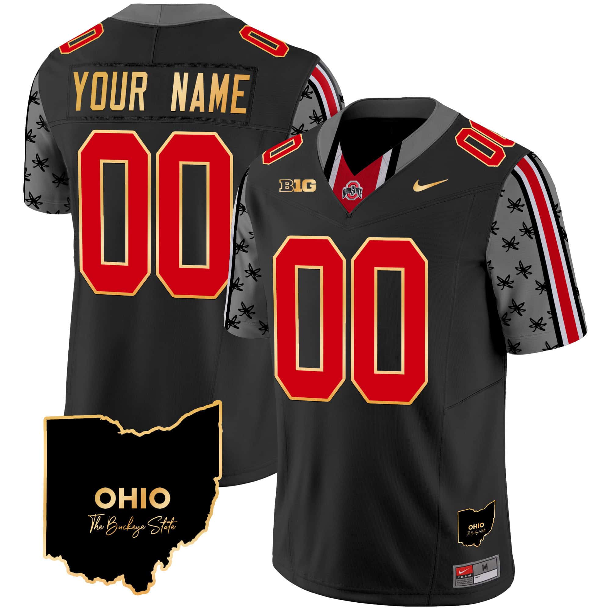Custom Ohio State Buckeyes 2024 Home Patch Gold Trim Vapor Limited Football Jersey – All Stitched Black