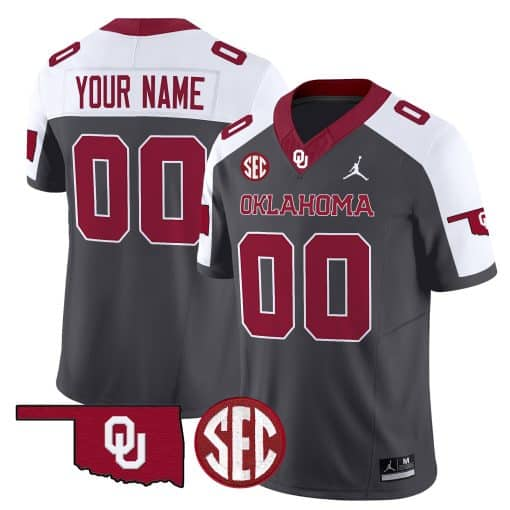 Custom Oklahoma Sooners 2024 Vapor Limited Custom Jersey – SEC Patch – All Stitched  Special Anthracite