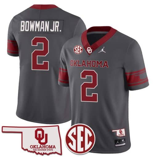Custom Oklahoma Sooners 2024 Vapor Limited Custom Jersey – SEC Patch – All Stitched Anthracite#2 Billy Bowman Jr.