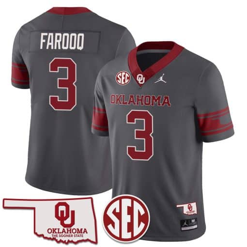 Custom Oklahoma Sooners 2024 Vapor Limited Custom Jersey – SEC Patch – All Stitched Anthracite#3 Jalil Farooq