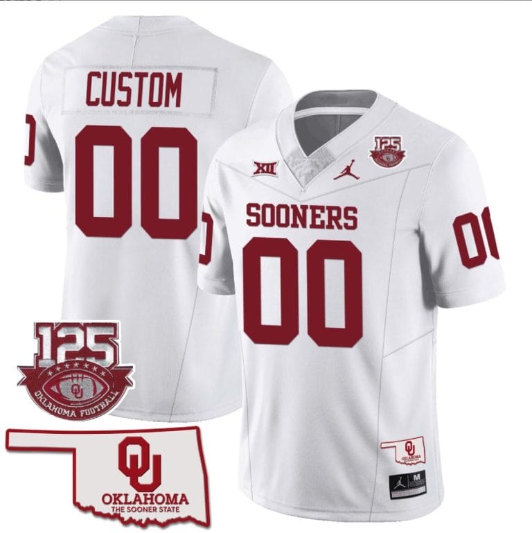 Custom Oklahoma Sooners Jersey Name and Number   Football White