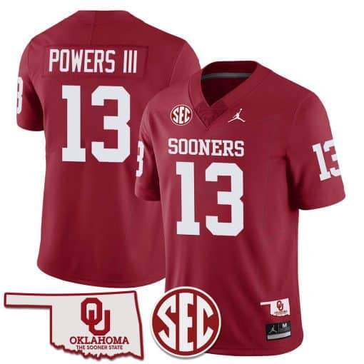 Custom Oklahoma Sooners Jersey Name and Number Football Red#13 Reggie Powers III