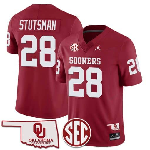 Custom Oklahoma Sooners Jersey Name and Number Football Red#28 Danny Stutsman