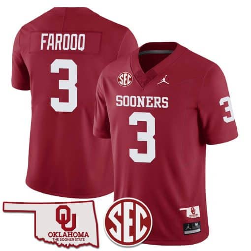 Custom Oklahoma Sooners Jersey Name and Number Football Red#3 Jalil Farooq