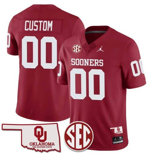 Custom Oklahoma Sooners Jersey Name and Number Football Red