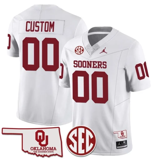 Custom Oklahoma Sooners Jersey Name and Number Football White
