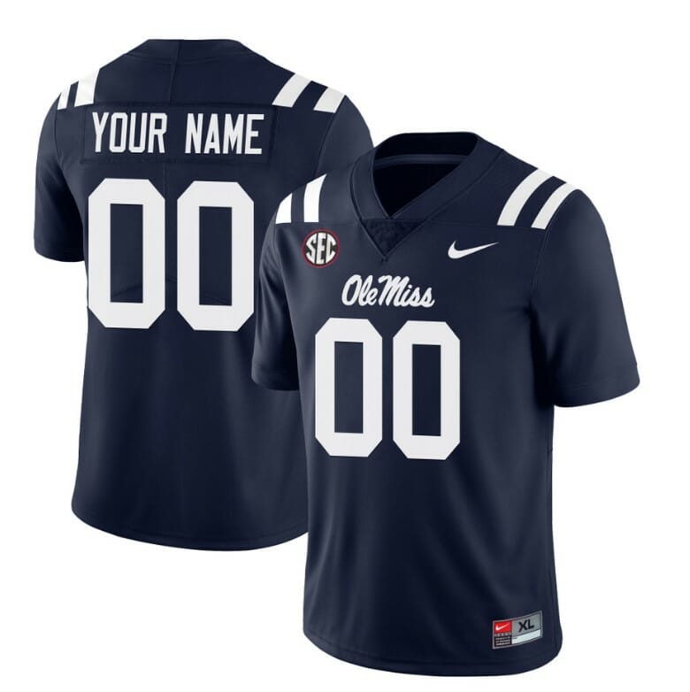 Custom Ole Miss Rebels Jersey Name and Number College Football All Stitched Light Blue