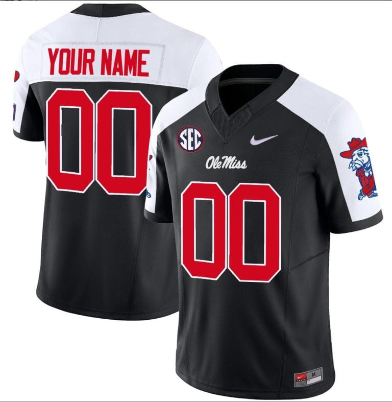 Custom Ole Miss Rebels Jersey Name and Number Football Vapor Limited All Stitched Black Alternate
