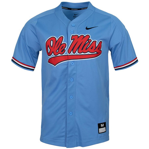 Custom Ole Miss Rebels Light Blue College Baseball Jersey