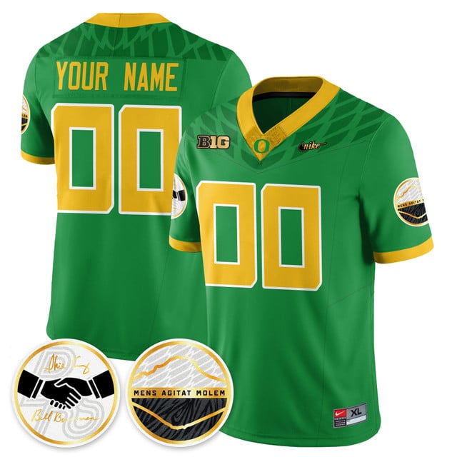 Custom Oregon Ducks 2025 Shoe Duck Jersey - All Stitched Green