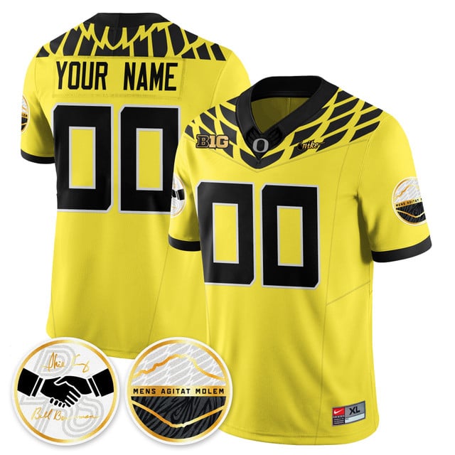 Custom Oregon Ducks 2025 Shoe Duck Jersey - All Stitched Yellow