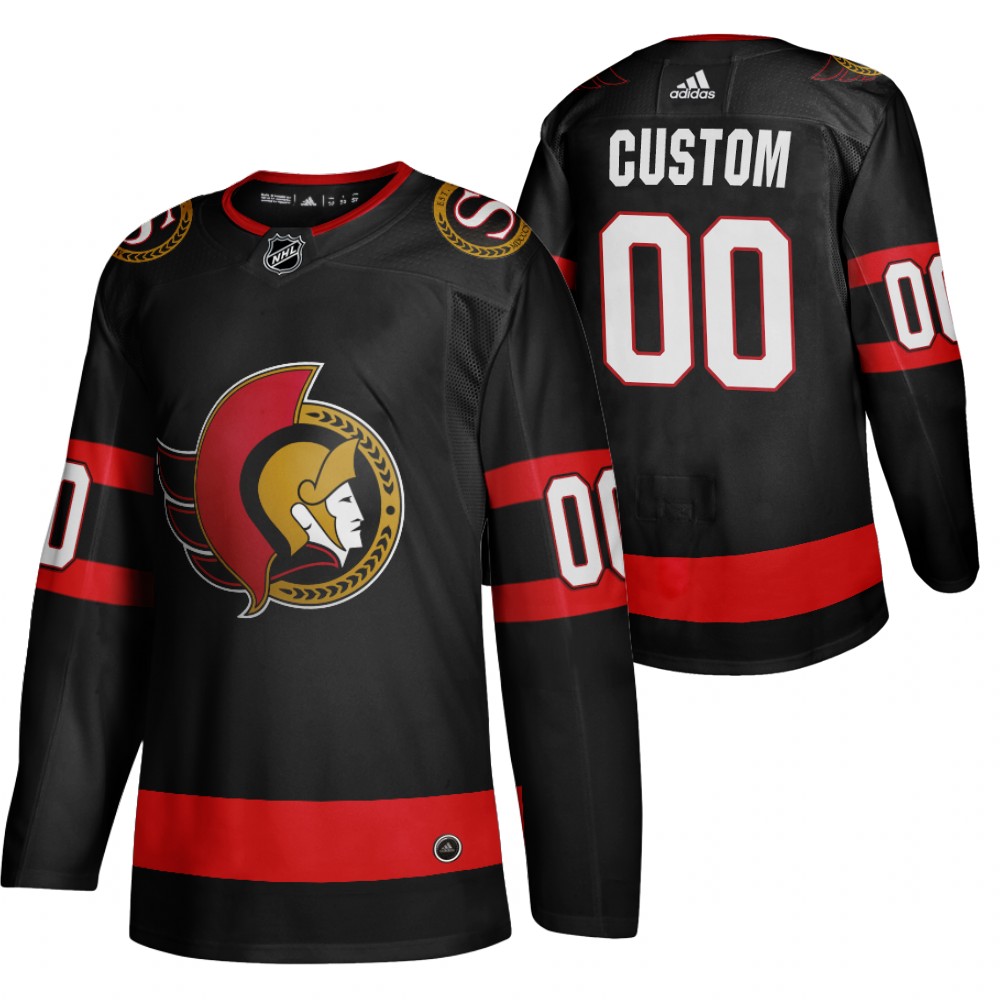 Custom Ottawa Senators Road 2020-21 Vintage 2-D logo Jersey Black