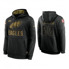 Custom Philadelphia Eagles #00 Black 2020 Salute to Service Sideline Performance Pullover Hoodie