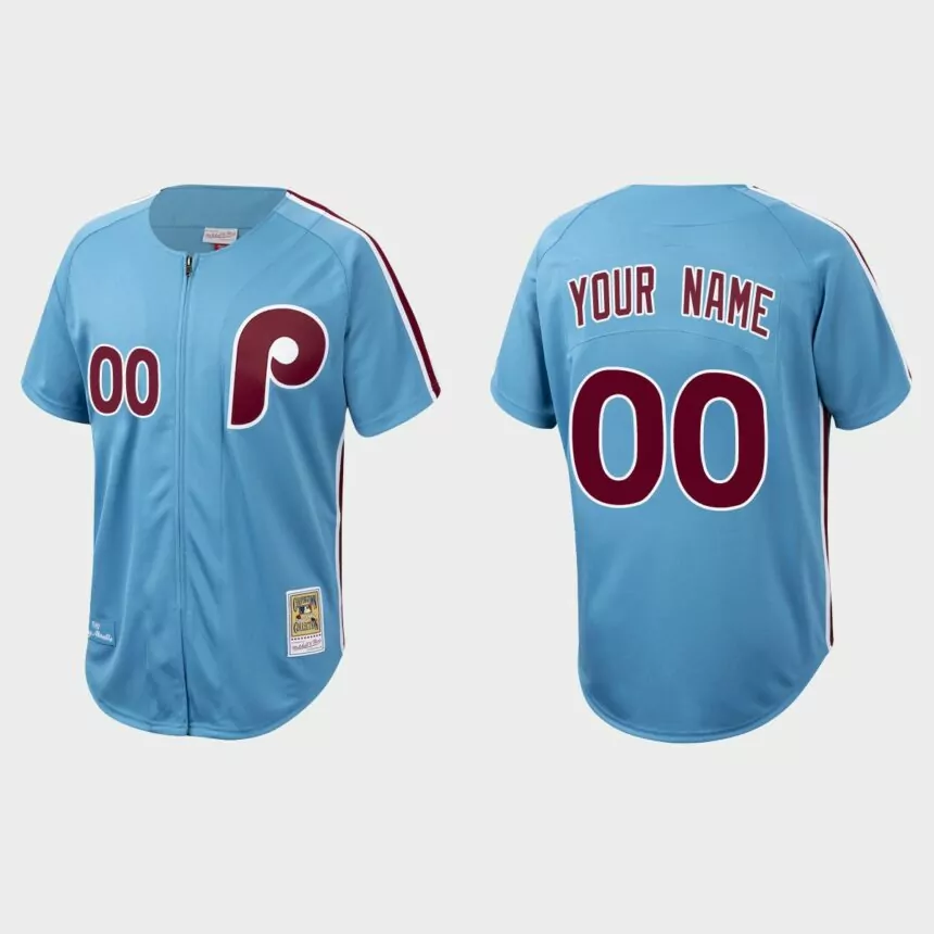 Custom Philadelphia Phillies Authentic Cooperstown Collection Jersey – Light Blue