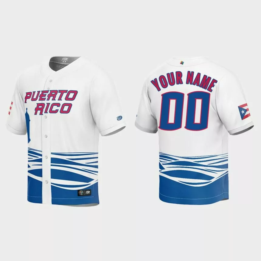 Custom Puerto Rico Baseball 2023 World Baseball Classic Jersey – White