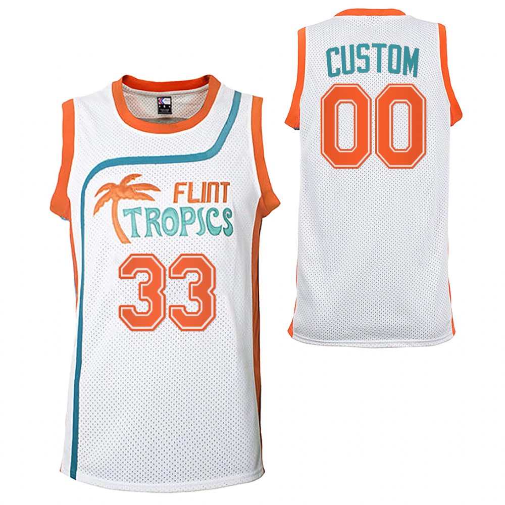 Custom Sabres Flint Tropics Basketball Jersey White Semi-Pro