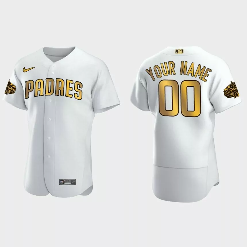 Custom San Diego Padres 2022 MLB All-Star Game Jersey – White Gold