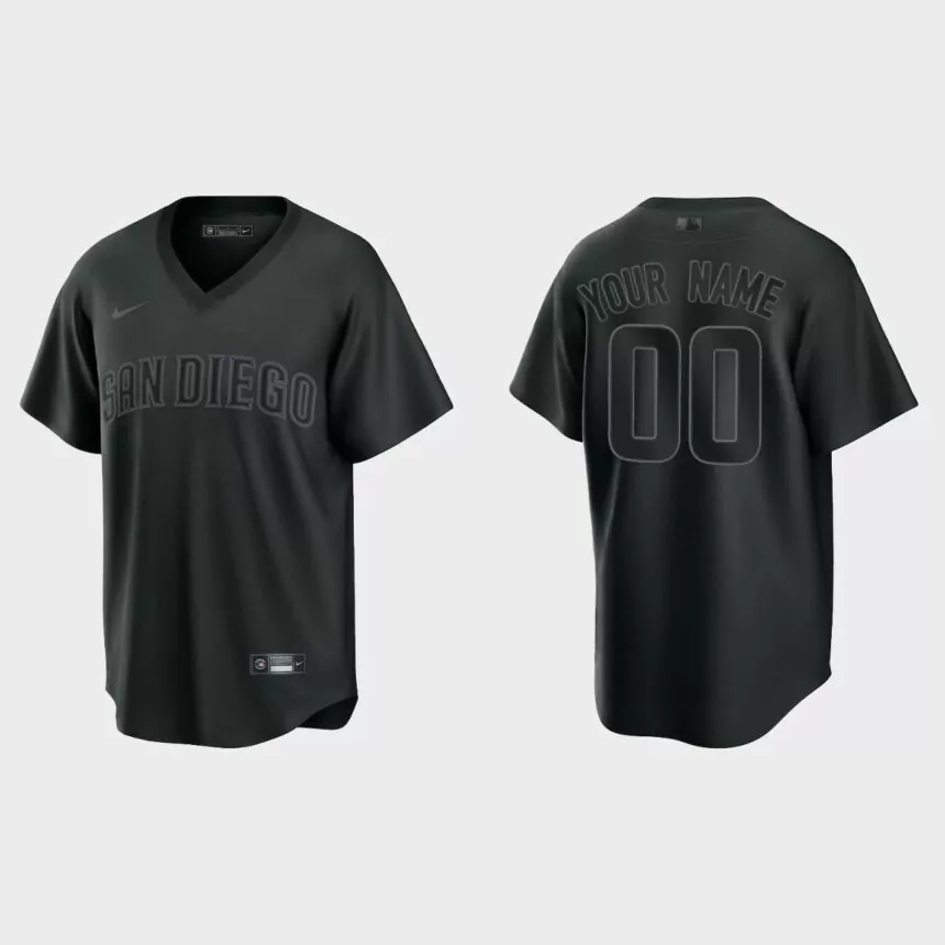Custom San Diego Padres Pitch Black Fashion Replica Jersey – Black