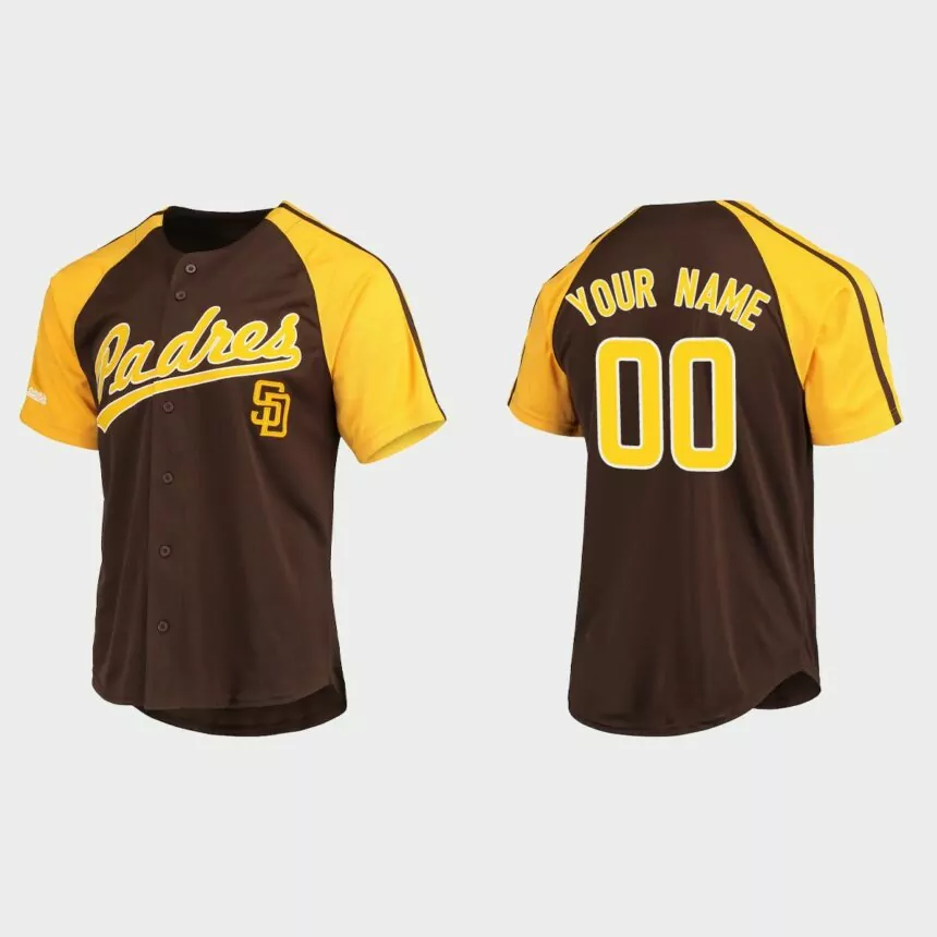 Custom San Diego Padres Replica Button-Down Raglan Jersey – Brown