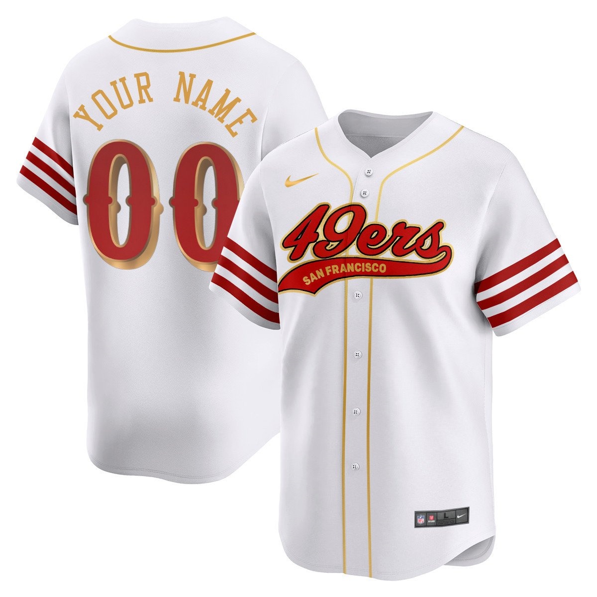 Custom San Francisco 49ers Rivalry Series Baseball Jersey - All Stitched  White