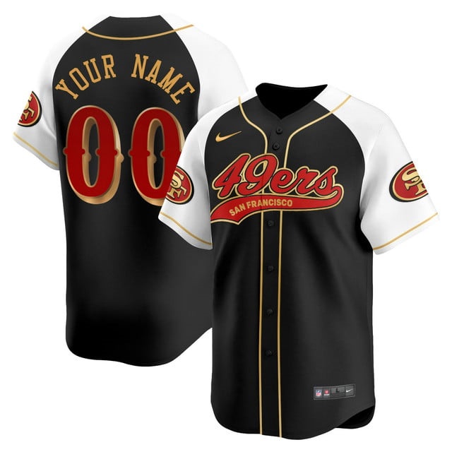 Custom San Francisco 49ers Rivalry Series Baseball Jersey - All Stitched Black Alternate