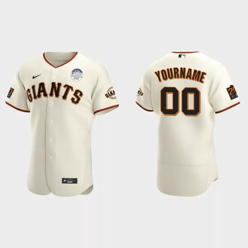 Custom San Francisco Giants 4 ALS Lou Gehrig Day Authentic Jersey – Cream