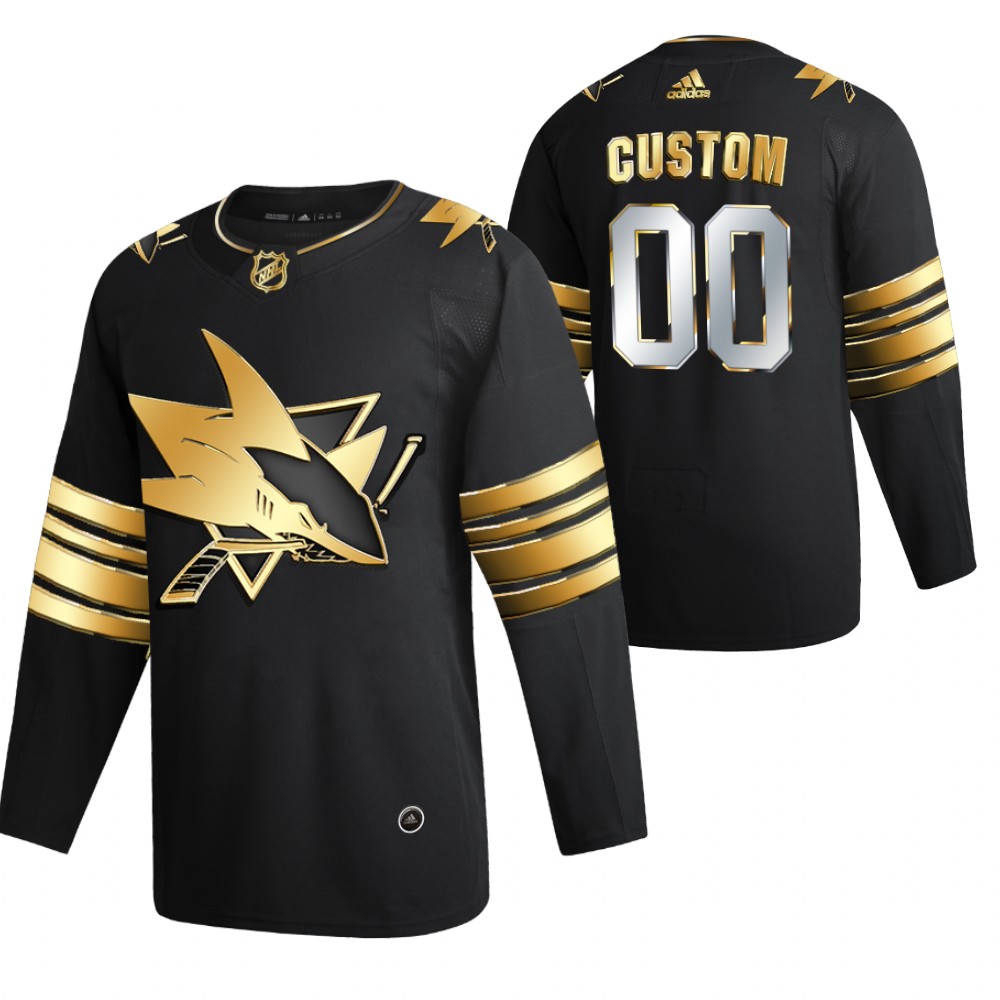 Custom San Jose Sharks Black 2021 Golden Edition Jersey Limited Authentic