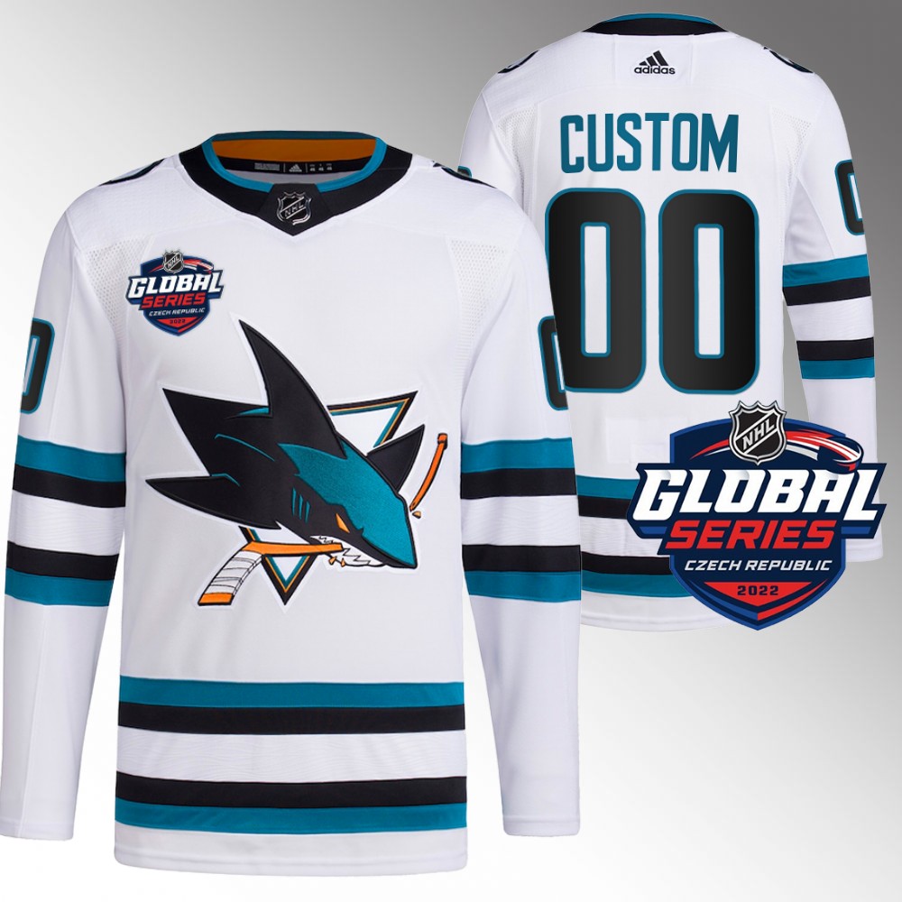 Custom San Jose Sharks Primegreen White 2022 Global Series Jersey