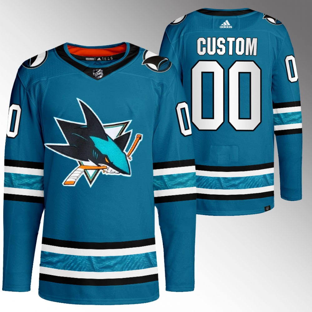 Custom San Jose Sharks Teal Home Primegreen Authentic Jersey