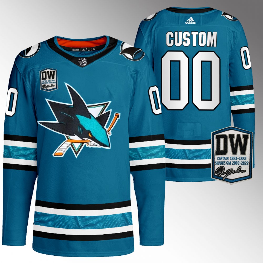 Custom San Jose Sharks Wilson 24 patch Authentic Pro Teal Jersey