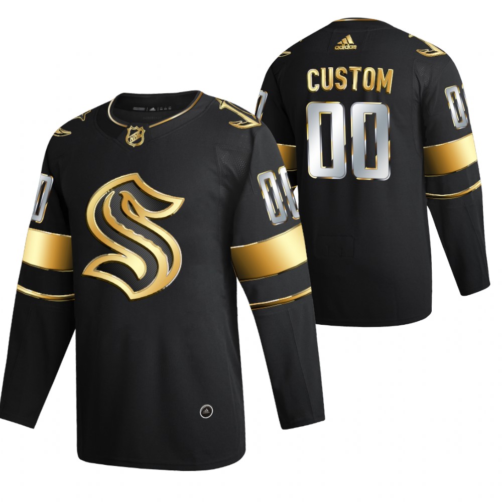 Custom Seattle Kraken Black Golden Edition Jersey Limited Authentic