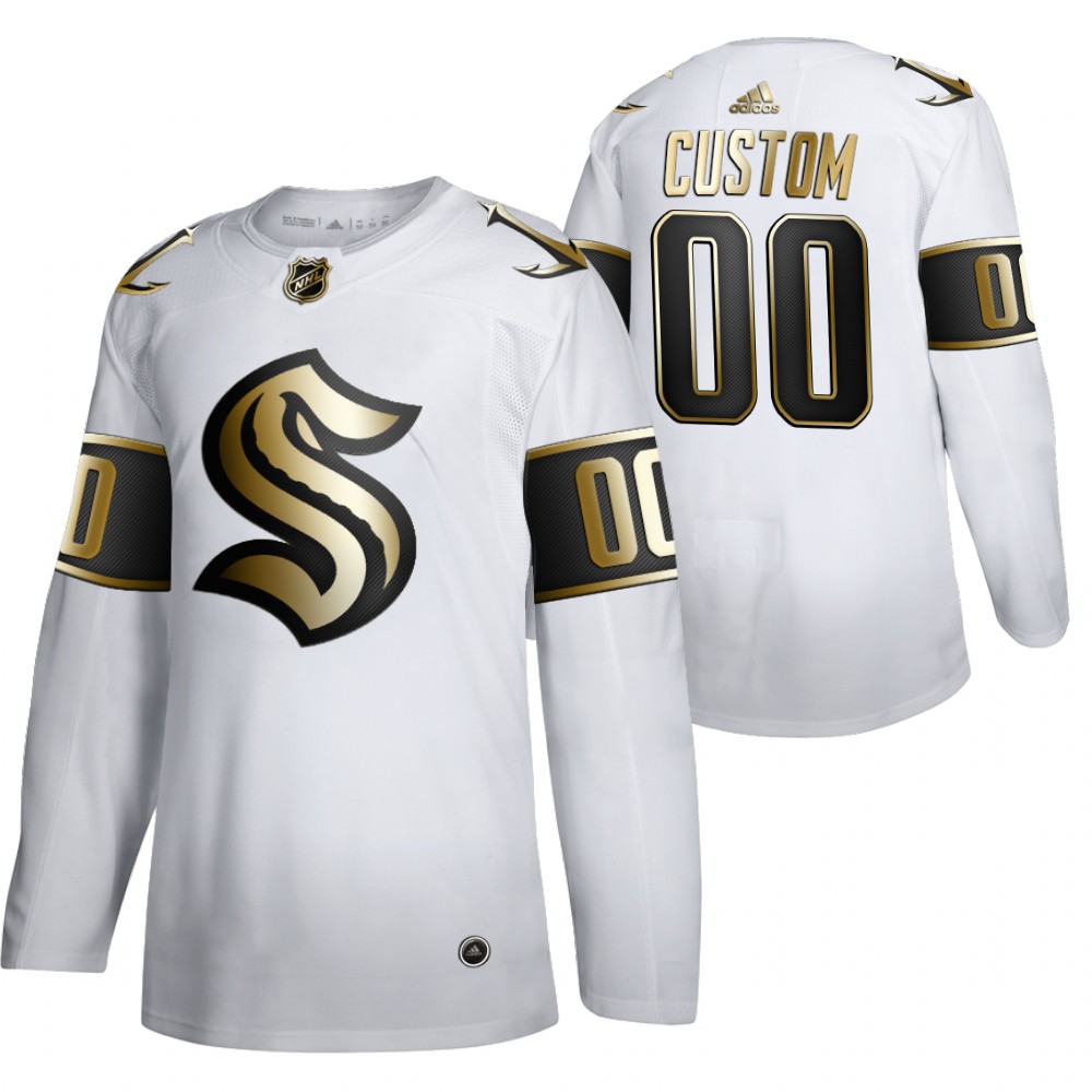 Custom Seattle Kraken White Golden Edition Jersey 2021 Expansion Draft