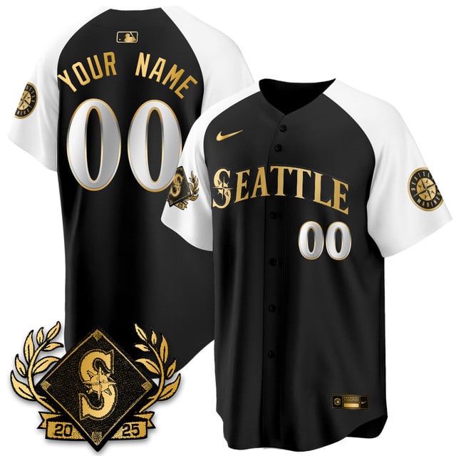 Custom Seattle Mariners 2025 Series Gold Jersey - All Stitched alternate