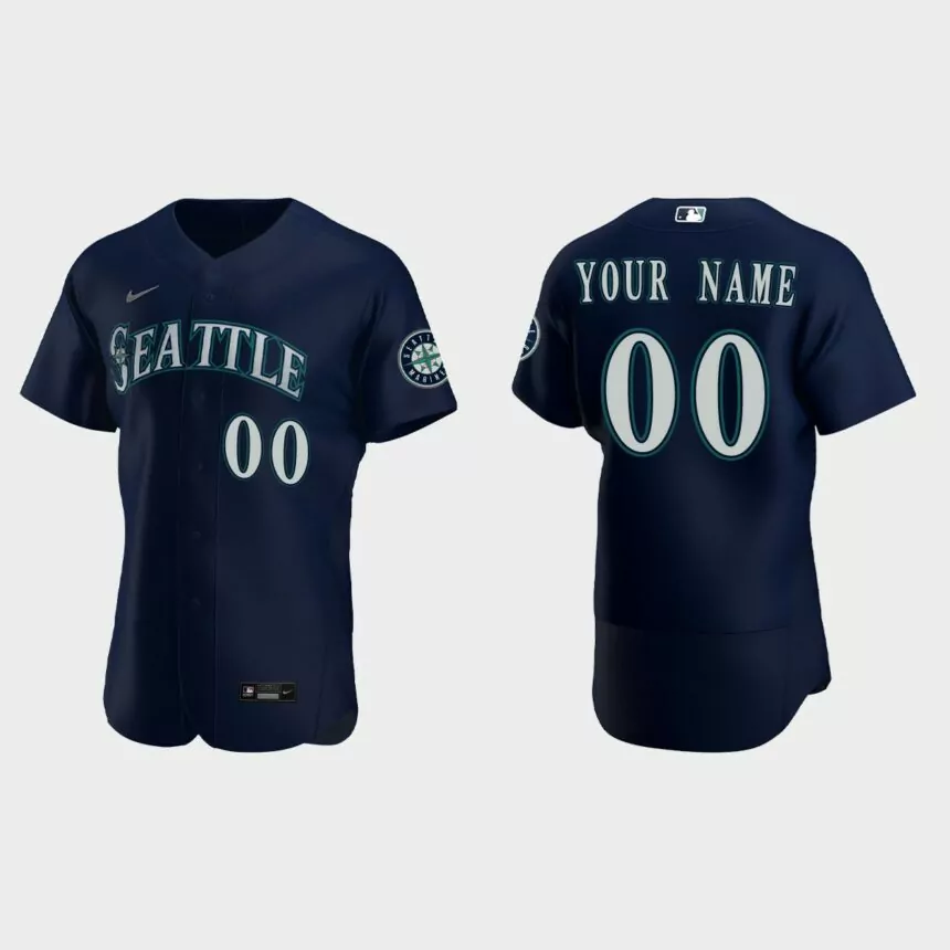 Custom Seattle Mariners Authentic Jersey – Navy